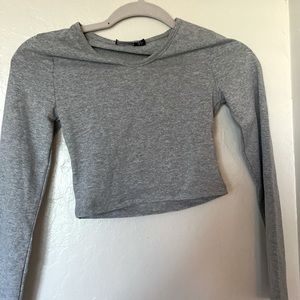 Grey Long Sleeve Cropped Top for PETITES - BooHoo